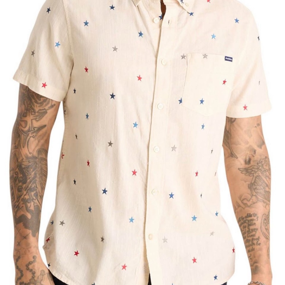 Chubbies Cream Star Print Casual Shirt